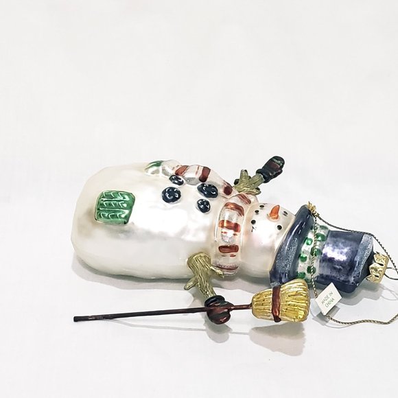 Snowman Holding Broom Ornament Old World Glass by Peschka 5 1/2" Christmas Star - Picture 6 of 9